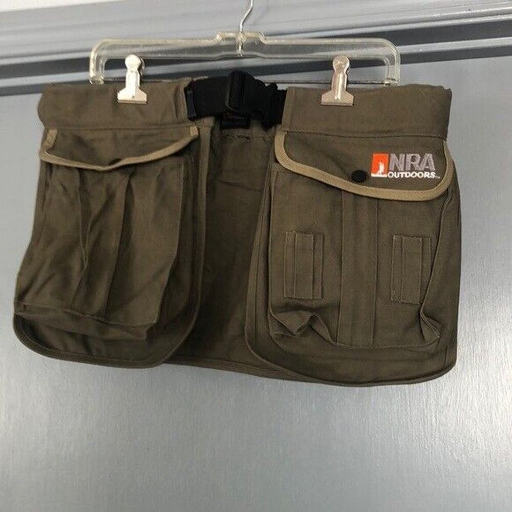 NRA Outdoors hunting hiking Shooting Belt pockets zippers adjustable canvas